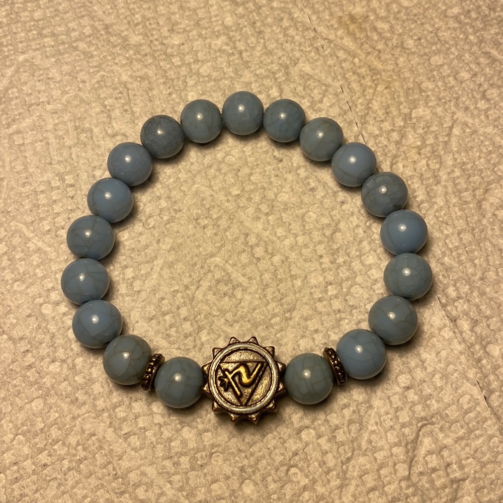 Blue Beaded Bracelet with Sun Bead